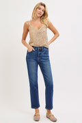 Sophia High Rise Crop Straight Jean