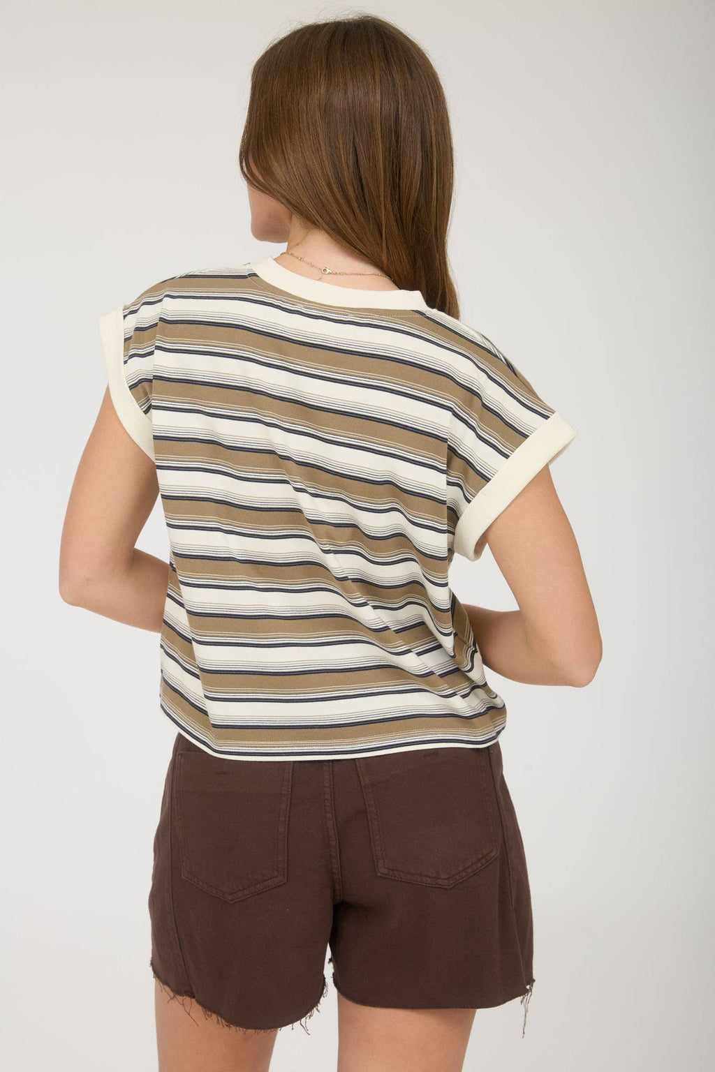MULTI-COLOR STRIPE CREWNECK SLEEVELESS KNIT TOP
