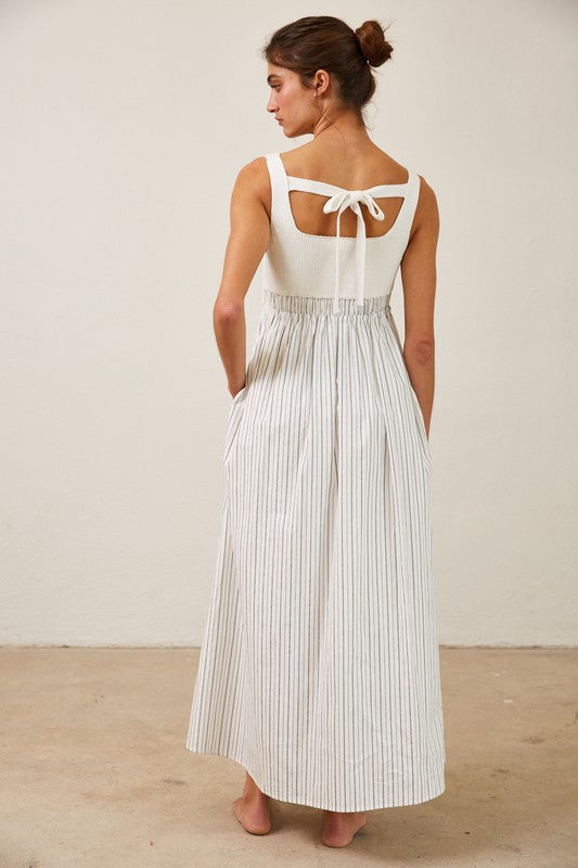 Ribbed Knit Bodice Maxi Dress